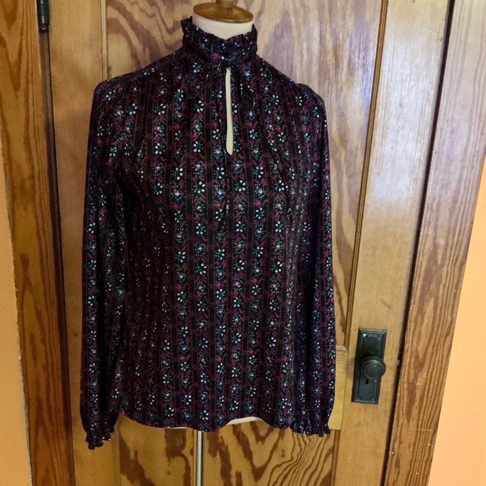 Vtg 70s Puccini black floral top - Picture 8 of 12